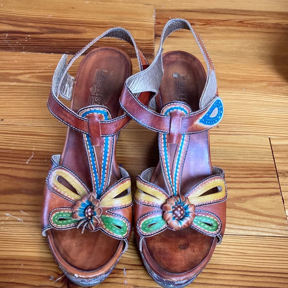 Spring Step Multicolor Leather Sandals - Picture 1 of 5